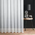 Firana szyta na flexach biała z delikatnej elaganckiej tkaniny, wykończonej obciążnikiem