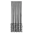 Zasłona srebrna zdobiona falbanami i lśniącymi akcentami z welwetu 140x270 cm taśma CARLI Eurofirany