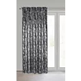 Zasłona czarno, srebrzysta zdobiona błyszczącym wzorem z tkaniny zaciemniającej 140x270 taśma ELISE Eurofirany