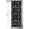 Zasłona czarna w srebrne kwiaty z błyszczącego welwetu 140x250 cm przelotka STELLA Eurofirany