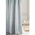Zasłona szyta na przelotkach JEROME błękitno srebrna z tkaniny o symetrycznym wzorze 3D i lekkim połyskiem
