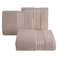 Ręcznik do rąk 30x50 cm bawełniany kolor pudrowy róż zdobiony paseczkami 500 g/m2 LILA Eurofirany