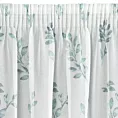 Dekoracja okienna biało, zielona z lekkiej etaminy z nadrukiem gałązek 140x270 cm taśma CLARISSA Design 91 Eurofirany