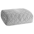 Narzuta welwetowa srebrna 220x240 cm pikowana metodą hot press z wzorem błyszczącej przecierki BLINK 3 EUROFIRANY PREMIUM
