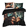 Pościel 160x200 cm z makosatyny bawełnianej kolor czarny, turkusowy z wzorem roślinnym EVA 16 Eva Minge Eurofirany