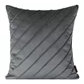 Poszewka na poduszkę 45x45 cm welwetowa z ozdobnym geometrycznym przeszywanym wzorem stalowa NALA EUROFIRANY PREMIUM
