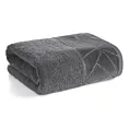 Ręcznik kąpielowy 70x140 cm bawełniany kolor stalowy zdobiony wzorem geometrycznym CLEO Eurofirany