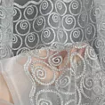 Tkanina firanowa typu Peru błyszcząca zdobiona popielatym haftem z dodatkiem srebrnej nici Eurofirany