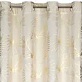 Zasłona kremowo, szampańska z nadrukiem liści, welwetowa 135x250 przelotka ARIA Eurofirany