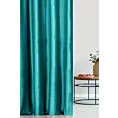 Zasłona szyta na taśmie fala ciemnoturkusowa z tkaniny welwetowej w pionowe prążki, wykończona obciążnikiem