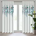 Zasłona biało, niebieska z motywem roślinnym 140x270 cm taśma/flex SENDI Eurofirany
