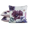 Poszewka na poduszkę 45x45 cm welwetowa, dwustronna z motywem kwiatów z wypustką na brzegach fioletowo, kremowa VELVET 124 EUROFIRANY PREMIUM