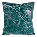 Poszewka na poduszkę 45x45 cm welwetowa z nadrukiem srebrnych liści miłorzębu ciemnoturkusowa BLINK 39 Eurofirany