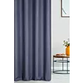 Zasłona szyta na przelotkach granatowa z tkaniny trudnopalnej, zaciemniającej, typu blackout z efektem melanżu