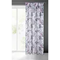 Zasłona różowo, fioletowa z nadrukiem kwiatów z lekkiej etaminy 140x270 cm taśma HONEY Eurofirany