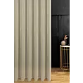 Firana szyta na taśmie 8 cm beżowa z delikatnie połyskującej tkaniny typu PERU z efektem opalizującym, wykończona obciążnikiem