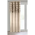 Zasłona ciemnobeżowa zdobiona falbanami z welwetu 140x250 cm przelotka AURA Eurofirany