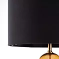 Lampa stojąca do pokoju czarno, złota LEONA z matowym abażurem Eurofirany