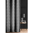 Zasłona szyta na przelotkach SORENTO grafitowo srebrna z tkaniny w szerokie połyskliwe pasy