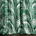 Zasłona szyta na taśmie fala PALMAS zielona z tkaniny o naturalnym splocie w botaniczny wzór