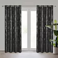 Zasłona czarno, srebrzysta zdobiona błyszczącym nadrukiem 140x250 cm przelotka LIBI Eurofirany