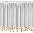 Zazdrostka świąteczna biało, złota z etaminy zdobiona luźno zwisającymi gwiazdkami 150x90 cm tunel - XMAS Eurofirany