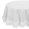 Obrus okrągły biały średnica 150 cm JASPER zdobiony puszystymi frędzlami EUROFIRANY PREMIUM