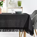 Obrus czarny 140x180 cm JASPER zdobiony puszystymi frędzlami EUROFIRANY PREMIUM