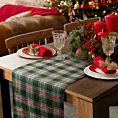 Bieżnik świąteczny na stół 40x140 cm czerwono, zielony bawełniany zdobiony kratą AURORA Eurofirany