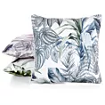 Poszewka na poduszkę 45x45 cm welwetowa poszewka zdobiona nadrukiem egzotycznych liści biało, zielona DAVOS DESIGN 92 Eurofirany