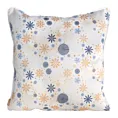 Poszewka na poduszkę 60x60 cm welwetowa zdobiona nadrukiem ze śnieżynkami granatowo, biała CAROL Eurofirany
