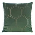 Poszewka na poduszkę 45x45 cm welwetowa ze złotym wzorem plastra miodu ciemnozielono BLINK Eurofirany