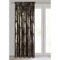 Zasłona czarno, złota zdobiona błyszczącym przecieranym wzorem z welwetu 140x270 cm taśma RENIA  Eurofirany