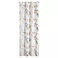 Zasłona biało, pomarańczowa zdobiona nadrukiem kwiatów z etaminy 140x250 cm przelotka RIKI Eurofirany