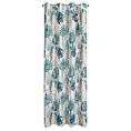 Zasłona z błyszczącym motywem egzotycznych liści podkreślona złocistym nadrukiem 140x250 cm przelotka KERI Eurofirany
