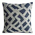 Poszewka na poduszkę 43x43 cm granatowo, kremowa  zdobiona szenilowym geometrycznym wzorem DALIA Eurofirany