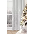 Firana świąteczna biało, srebrna z etaminy zdobiona subtelnymi choinkami 140x250 cm przelotka - ELSA
