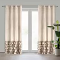 Zasłona beżowa zdobiona falbanami i lśniącymi akcentami z welwetu 140x250 cm przelotka CARLI Eurofirany