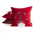 Poszewka na poduszkę świąteczna 45x45 cm czerwono, biała zdobiona aplikacja skrzata Eurofirany