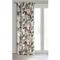Zasłona biało, ruda z botanicznym nadrukiem z welwetu 140x270 cm taśma ARINA Eurofirany
