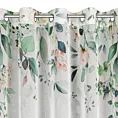 Dekoracja okienna biało, zielona z lekkiej etaminy z motywem letnich kwiatów 350x250 cm przelotka NIKI Eurofirany