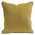 Poszewka na poduszkę 40x40 cm welwetowa wytłaczana w pepitkę z ozdobną wypustką musztardowa AMELIA Eurofirany