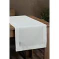 Bieżnik na stół biało, srebrny 40x200 cm JOWITA zdobiony srebrną błyszczącą nicią w wzór geometryczny z elegancką listwą