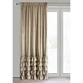 Zasłona ciemnobeżowa zdobiona falbanami i lśniącymi akcentami z welwetu 140x270 cm taśma CARLI Eurofirany