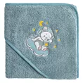 Ręcznik kąpielowy dziecięcy 100x100 cm bawełniany kolor niebieski z kapturem i aplikacją uroczego misia 400 g/m2 Eurofirany