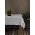 Obrus srebrny 140x220 cm z tkaniny przypominającej płótno STELLA 2 z podwójną listwą na brzegach