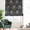 Roleta rzymska czarno srebrna z szenilowej tkaniny w klasyczny wzór ornamentowy przetykany błyszczącą nicią Italissima Eva Minge