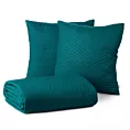 Zestaw narzuta oraz poszewka ciemnoturkusowa 200x220 cm z geometrycznym wzorem wykonana techniką hot press BONI DESIGN 91 Eurofirany