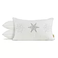 Poszewka na poduszkę świąteczna 30x50 cm biało, srebrna zdobiona diamencikami  Eurofirany
