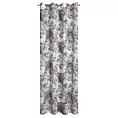 Zasłona popielato, biała w duże kwiaty z etaminy 140x250 cm przelotka SANDRA Eurofirany